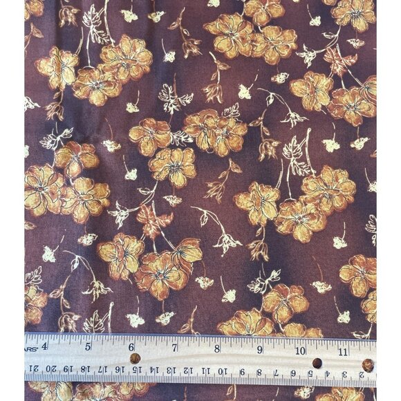 Cheri L. Strole Water Tex Floral Fabric By The Yard Brown Orange Rust Cotton BTY - Picture 4 of 6